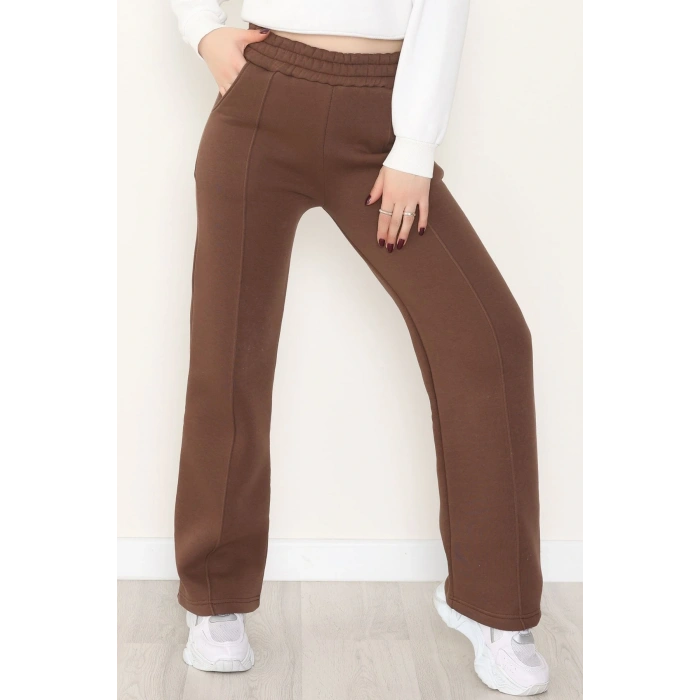 3 İplik Önü Çımalı Eşofman Altı Kahve - 42520.1878.