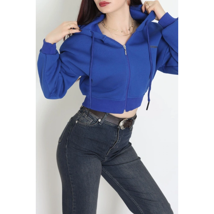 3 İplik Oversize Fermuarlı Sweat Saks - 42501.1878.