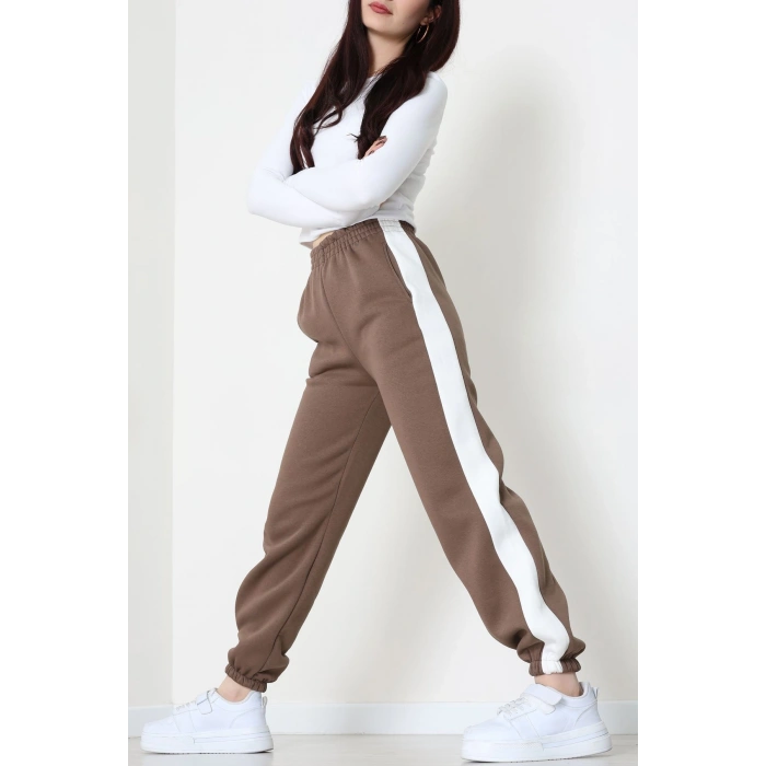 3 İplik Paça Lastikli Eşofman Altı Açıkkahve - 42521.1878.