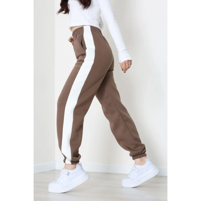 3 İplik Paça Lastikli Eşofman Altı Açıkkahve - 42521.1878.