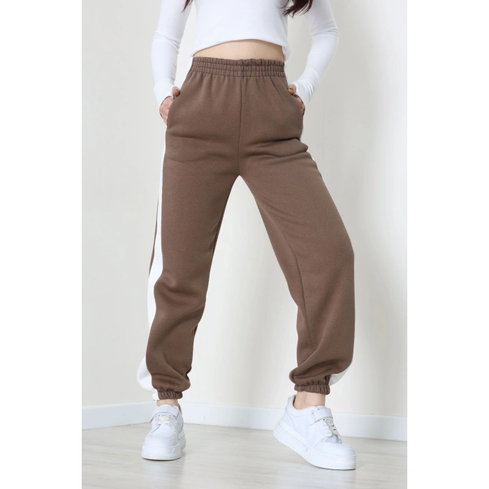 3 İplik Paça Lastikli Eşofman Altı Açıkkahve - 42521.1878.