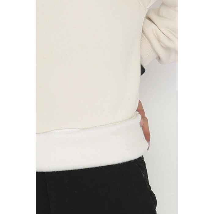 3 İplik Şardonlu Baskılı Erkek Sweat Ekru1 - 31610.1872.