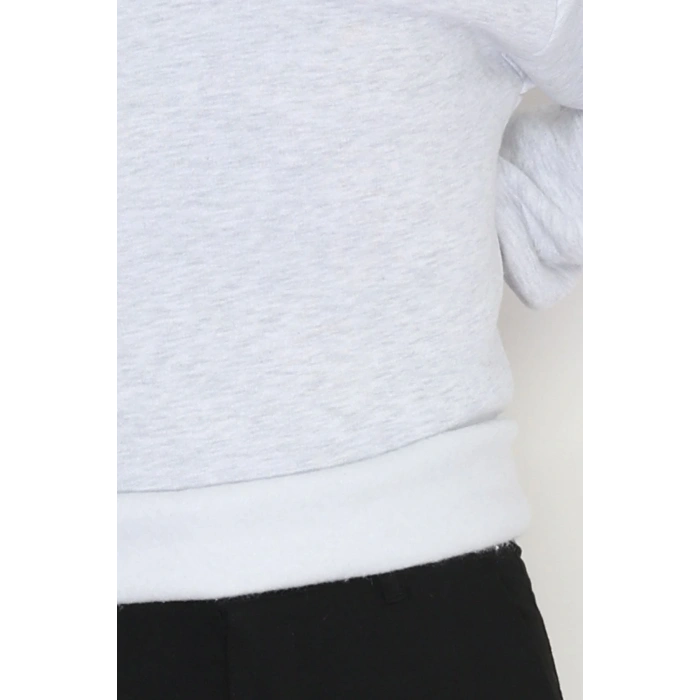 3 İplik Şardonlu Baskılı Erkek Sweat Gri - 31610.1872.