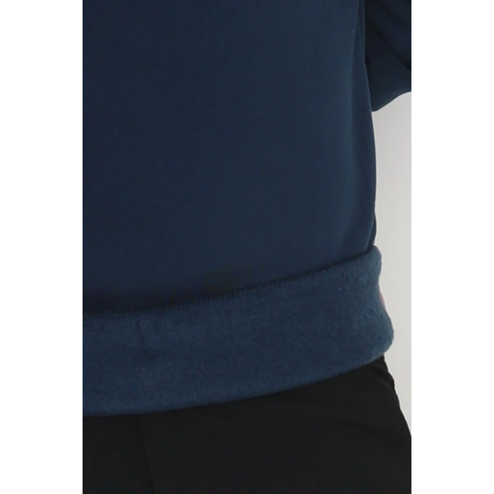 3 İplik Şardonlu Baskılı Erkek Sweat Lacivert - 31610.1872.