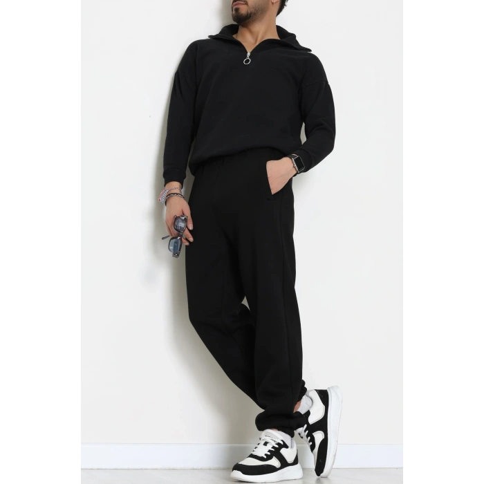 3 İplik Şardonlu Erkek Eşofman Altı Siyah - 42615.1878.