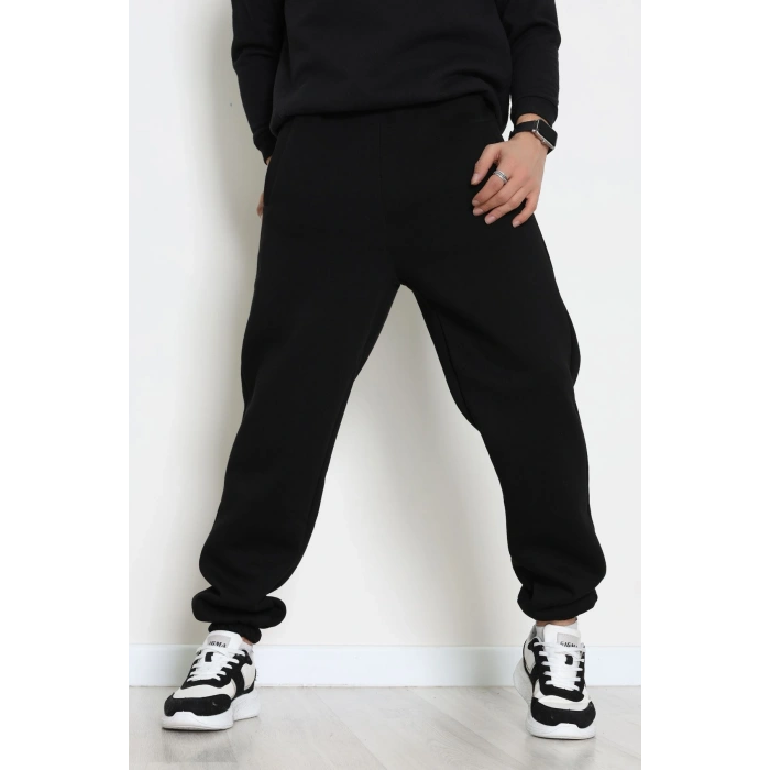 3 İplik Şardonlu Erkek Eşofman Altı Siyah - 42615.1878.