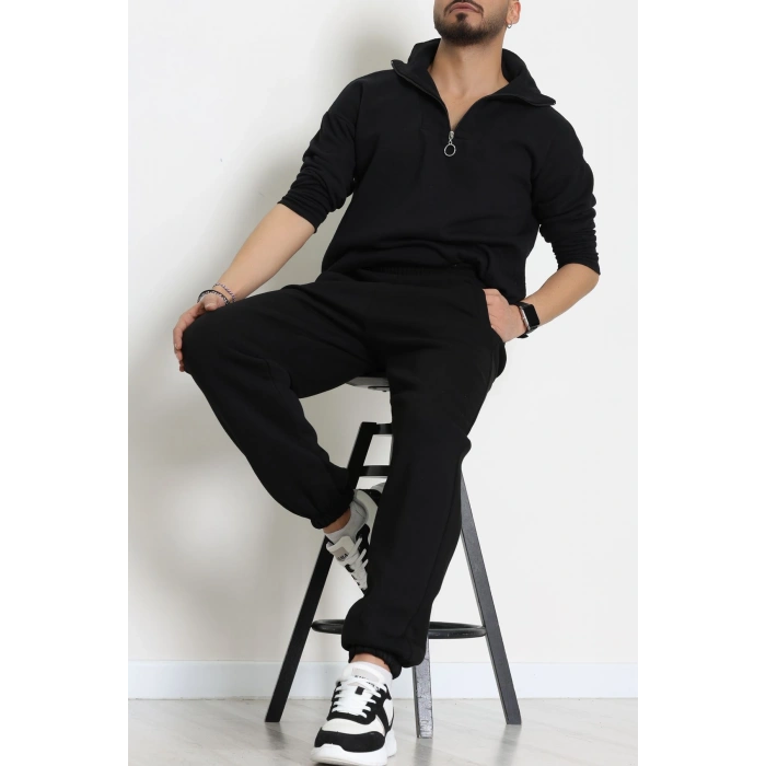 3 İplik Şardonlu Erkek Eşofman Altı Siyah - 42615.1878.