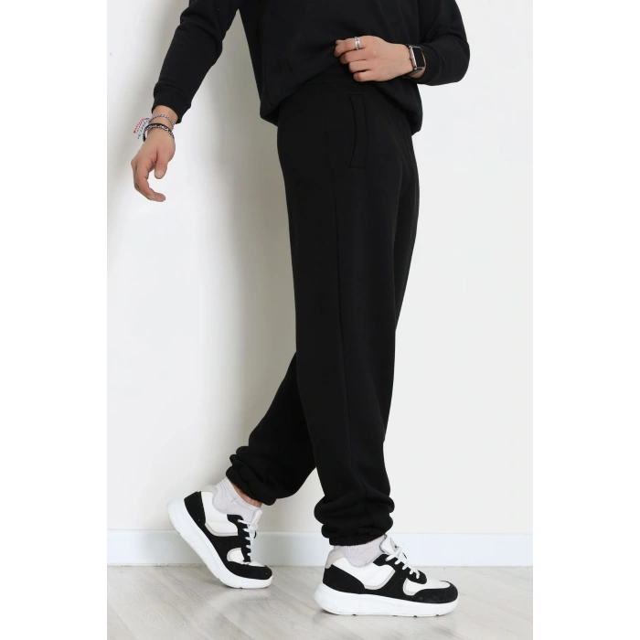 3 İplik Şardonlu Erkek Eşofman Altı Siyah - 42615.1878.