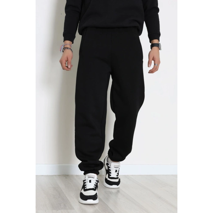 3 İplik Şardonlu Erkek Eşofman Altı Siyah - 42615.1878.