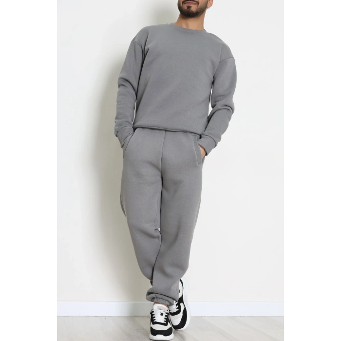 3 İplik Şardonlu Erkek Eşofman Takımı Antrasit - 42612.1878.