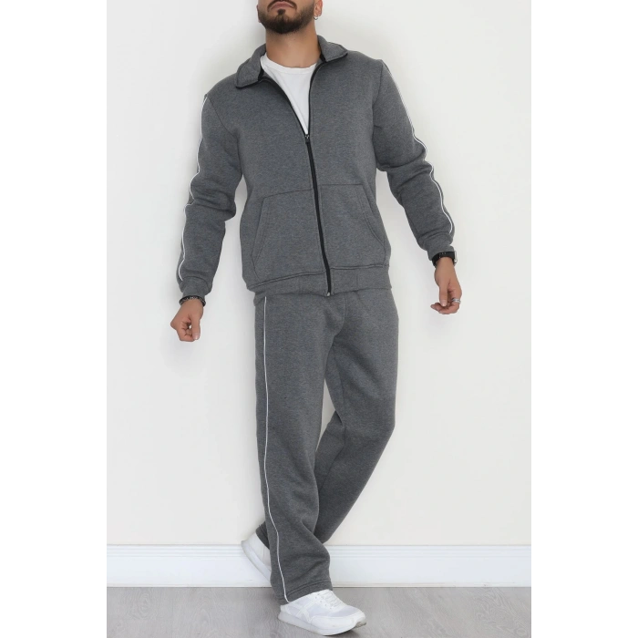 3 İplik Şardonlu Erkek Eşofman Takımı Füme - 42562.1937.