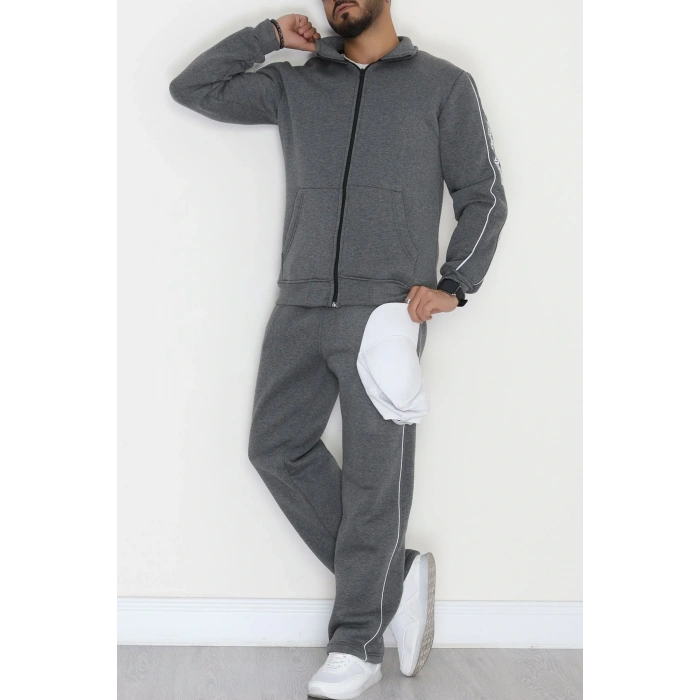 3 İplik Şardonlu Erkek Eşofman Takımı Füme - 42562.1937.