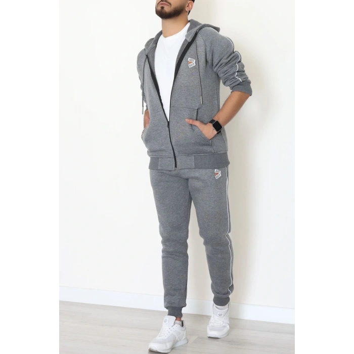 3 İplik Şardonlu Erkek Eşofman Takımı Füme - 42565.1937.