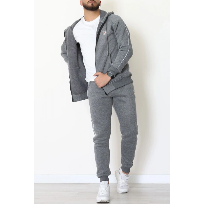 3 İplik Şardonlu Erkek Eşofman Takımı Füme - 42565.1937.