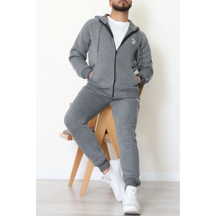 3 İplik Şardonlu Erkek Eşofman Takımı Füme - 42565.1937.