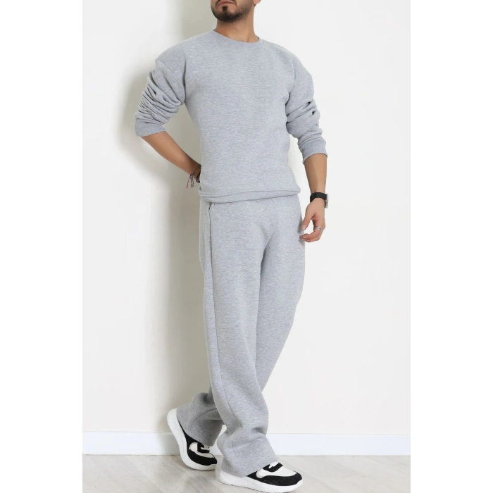 3 İplik Şardonlu Erkek Eşofman Takımı Gri - 42614.1878.