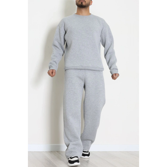 3 İplik Şardonlu Erkek Eşofman Takımı Gri - 42614.1878.