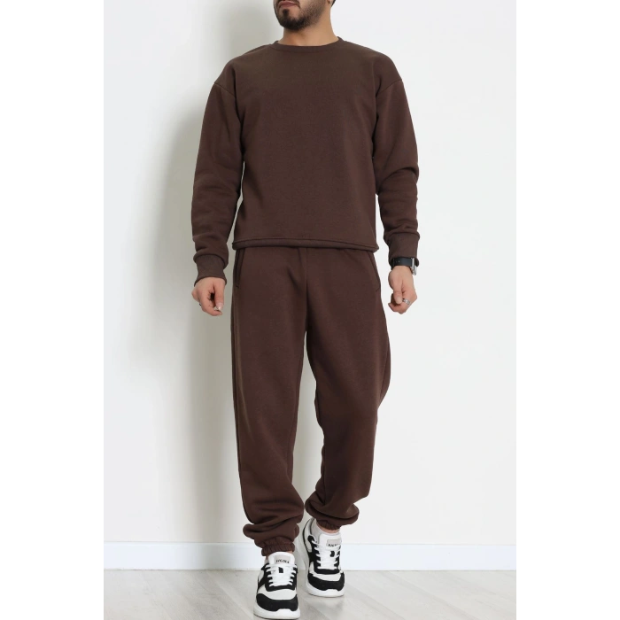 3 İplik Şardonlu Erkek Eşofman Takımı Kahve - 42612.1878.