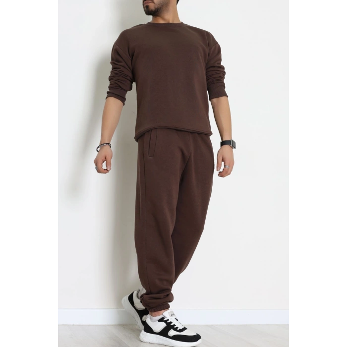 3 İplik Şardonlu Erkek Eşofman Takımı Kahve - 42612.1878.