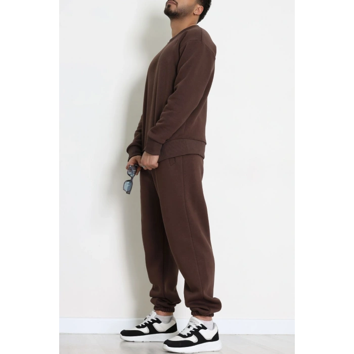 3 İplik Şardonlu Erkek Eşofman Takımı Kahve - 42612.1878.