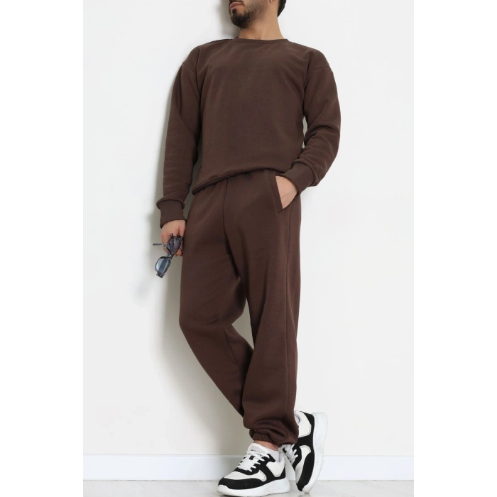 3 İplik Şardonlu Erkek Eşofman Takımı Kahve - 42612.1878.