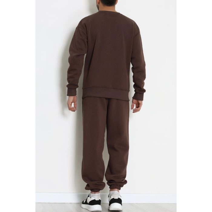 3 İplik Şardonlu Erkek Eşofman Takımı Kahve - 42612.1878.