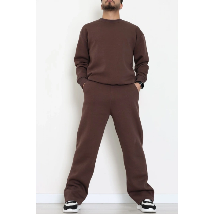 3 İplik Şardonlu Erkek Eşofman Takımı Kahve - 42614.1878.