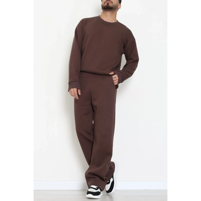 3 İplik Şardonlu Erkek Eşofman Takımı Kahve - 42614.1878.