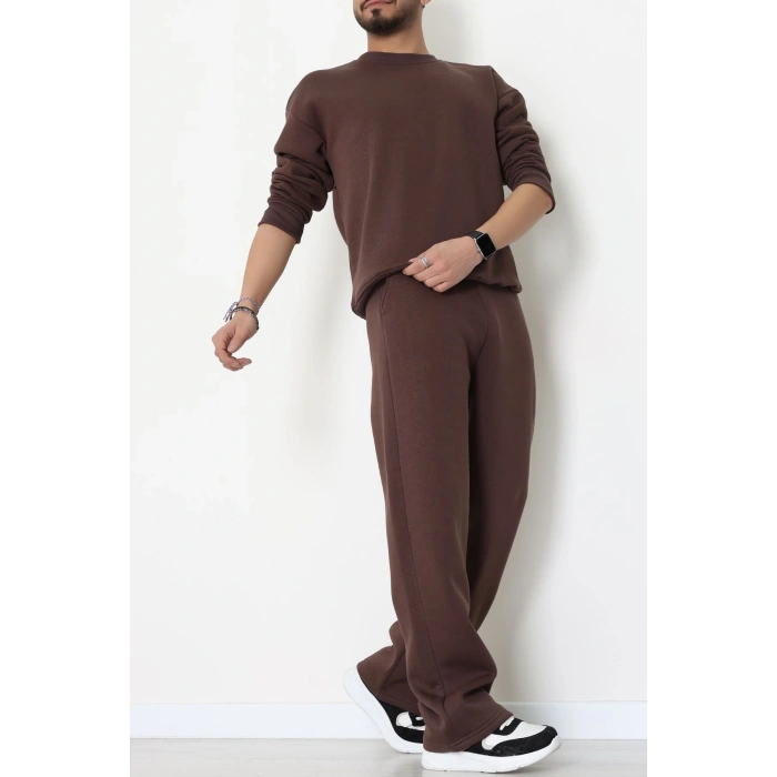 3 İplik Şardonlu Erkek Eşofman Takımı Kahve - 42614.1878.