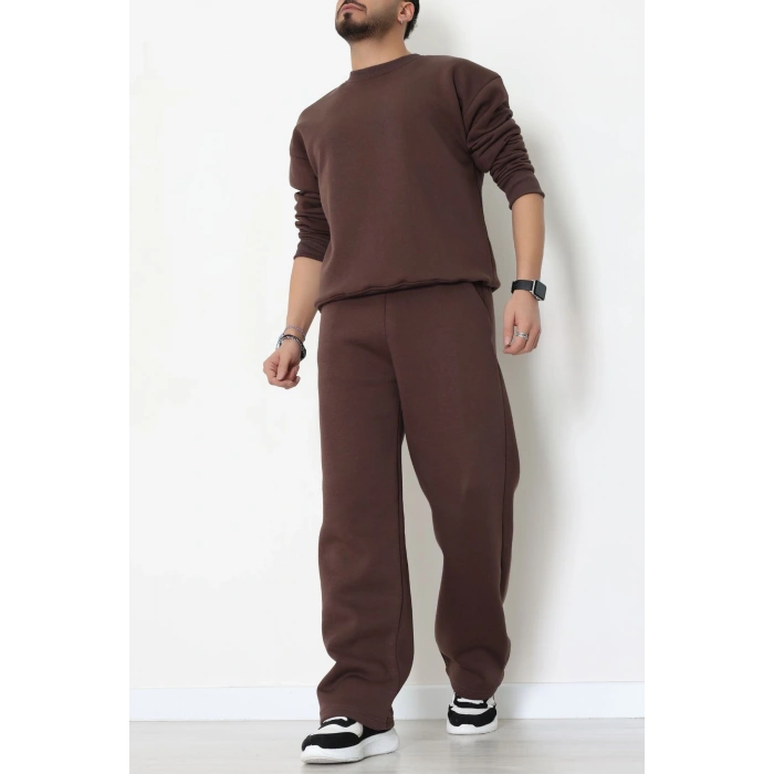 3 İplik Şardonlu Erkek Eşofman Takımı Kahve - 42614.1878.