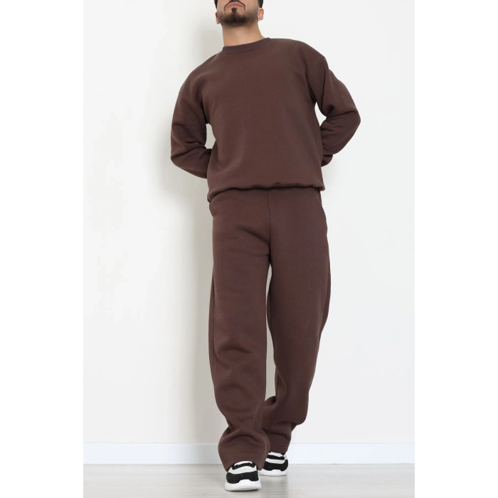 3 İplik Şardonlu Erkek Eşofman Takımı Kahve - 42614.1878.