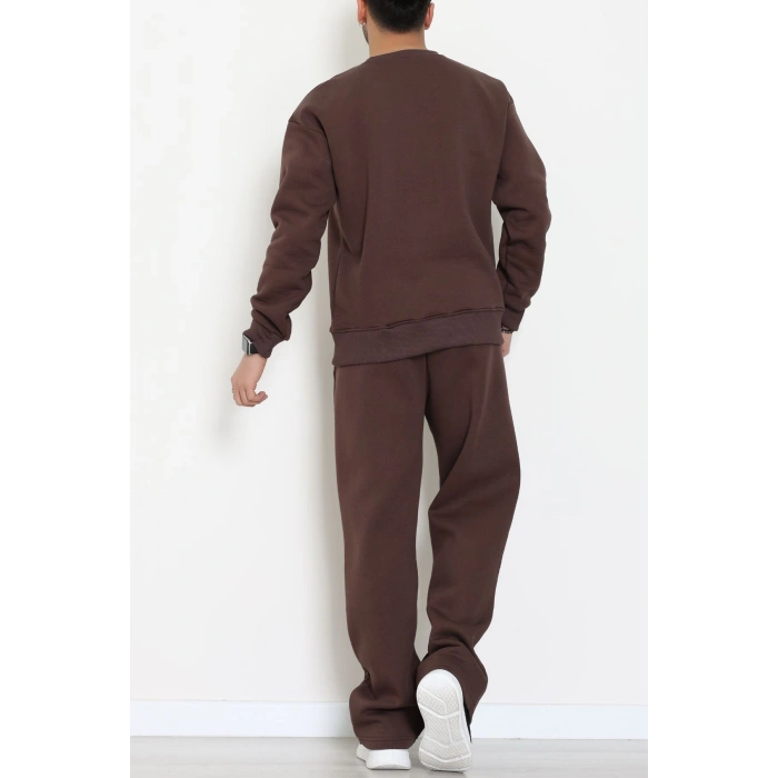 3 İplik Şardonlu Erkek Eşofman Takımı Kahve - 42614.1878.