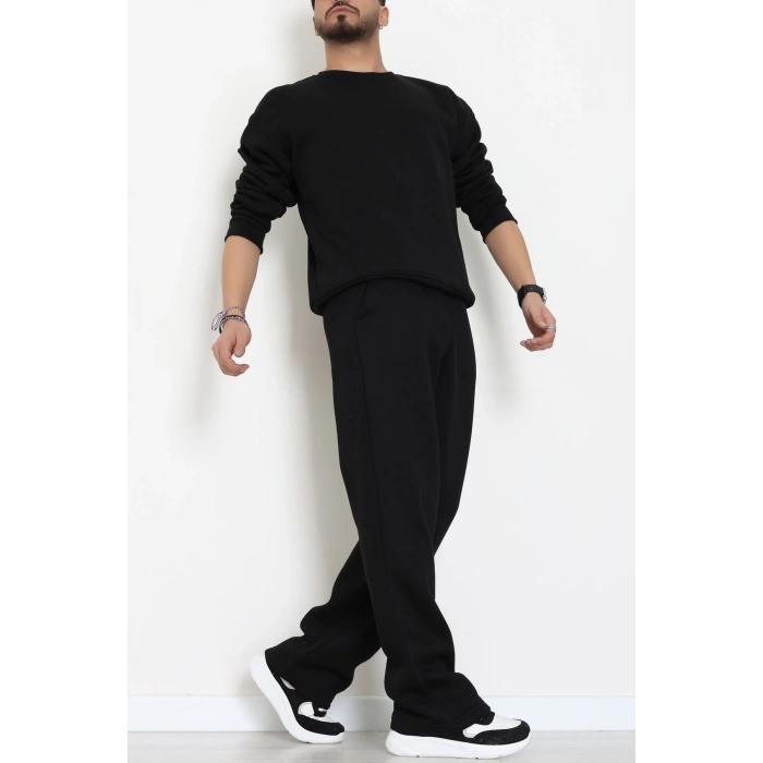 3 İplik Şardonlu Erkek Eşofman Takımı Siyah - 42614.1878.