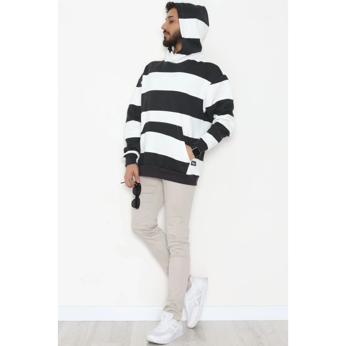 3 İplik Şardonlu Erkek Sweat Siyahbeyaz - 42793.1871.