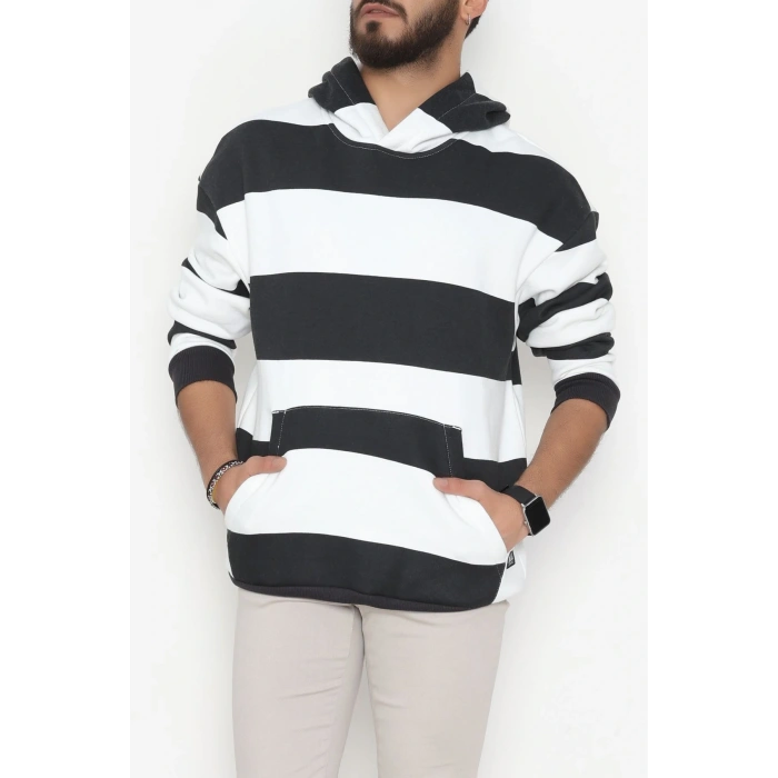 3 İplik Şardonlu Erkek Sweat Siyahbeyaz - 42793.1871.