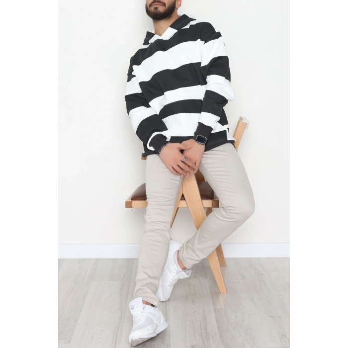 3 İplik Şardonlu Erkek Sweat Siyahbeyaz - 42793.1871.