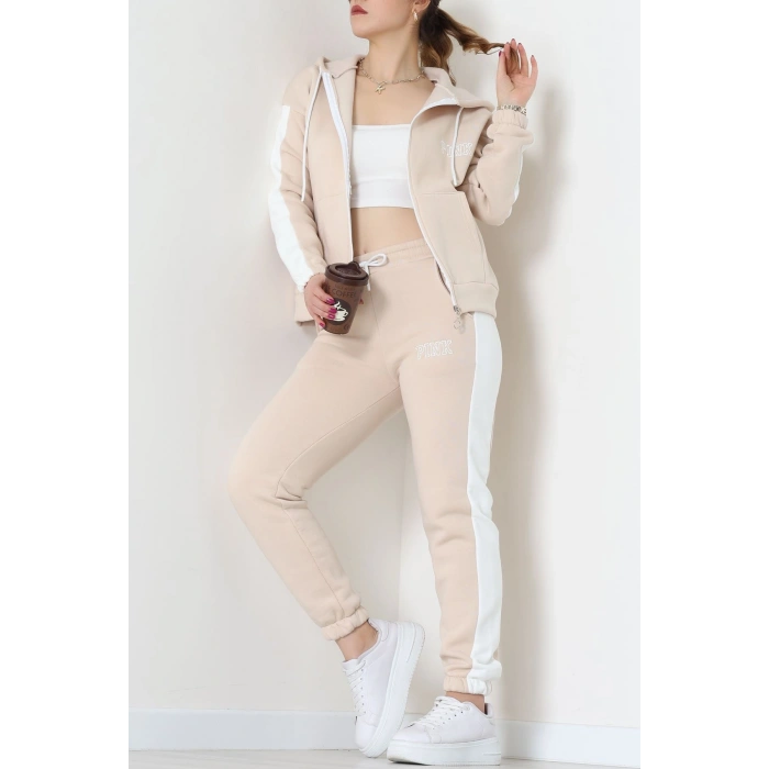 3  İplik Şardonlu Eşofman Takımı Bej - 52138.1735.