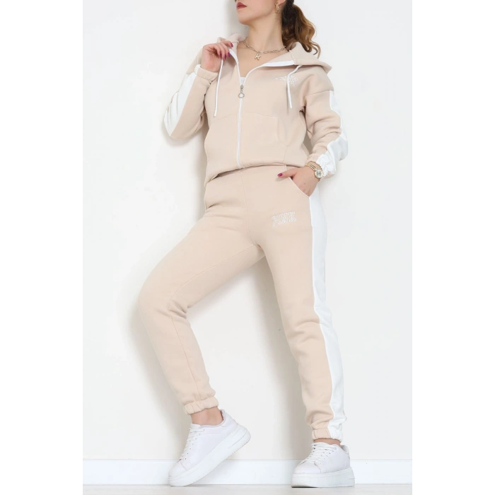 3  İplik Şardonlu Eşofman Takımı Bej - 52138.1735.