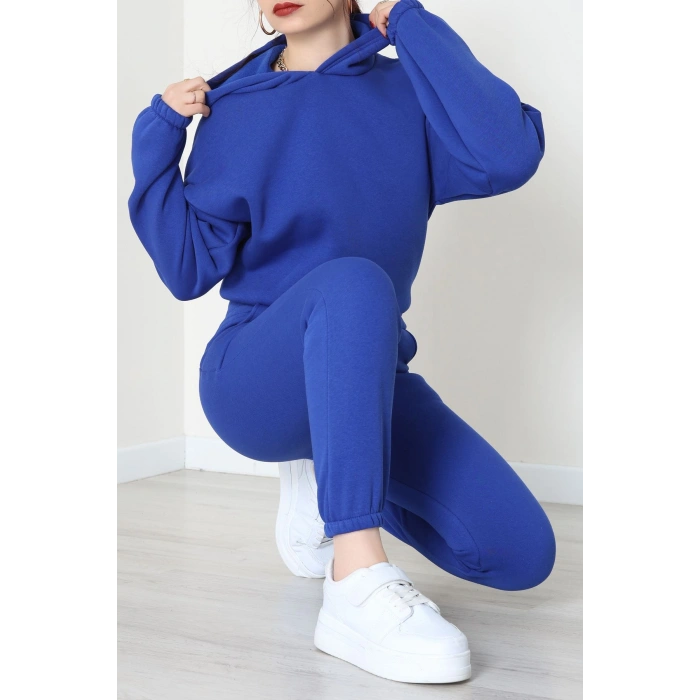 3 İplik Şardonlu Eşofman Takımı Saks - 52049.1878.