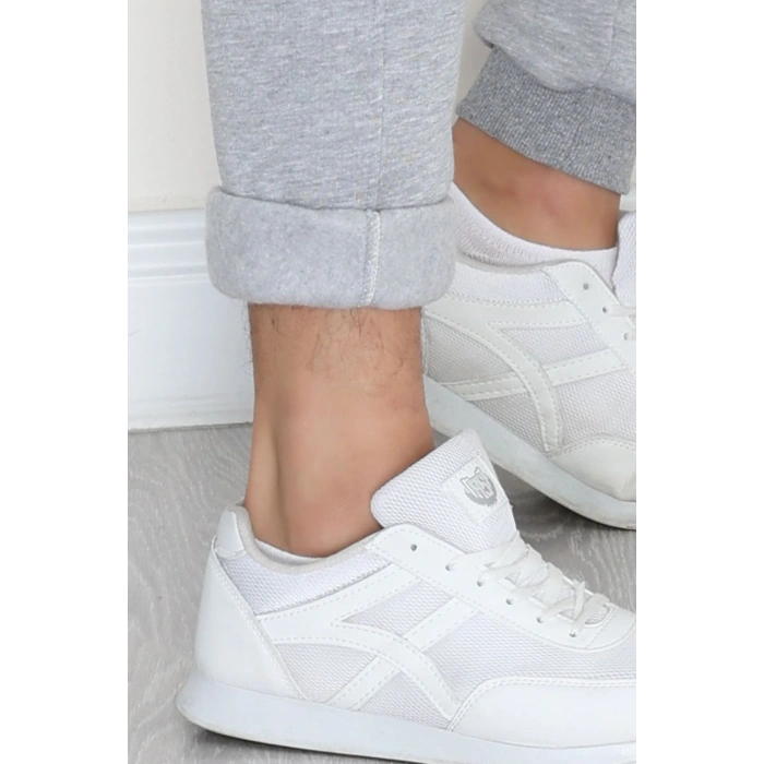 3 İplik Şardonlu Fermuarlı Erkek Eşofman Altı Gri - 31613.2066.