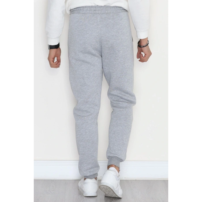 3 İplik Şardonlu Fermuarlı Erkek Eşofman Altı Gri - 31613.2066.