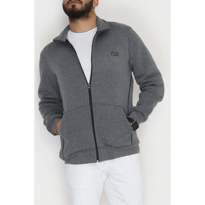 3 İplik Şardonlu Fermuarlı Erkek Sweat Füme - 42568.1937.