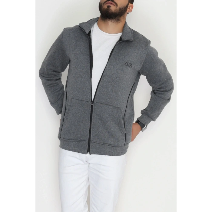 3 İplik Şardonlu Fermuarlı Erkek Sweat Füme - 42568.1937.