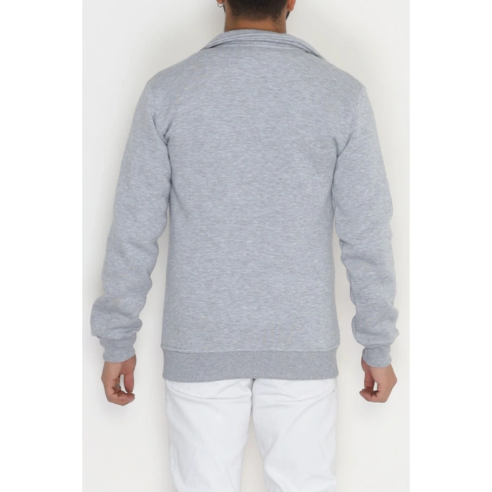 3 İplik Şardonlu Fermuarlı Erkek Sweat Gri - 42568.1937.