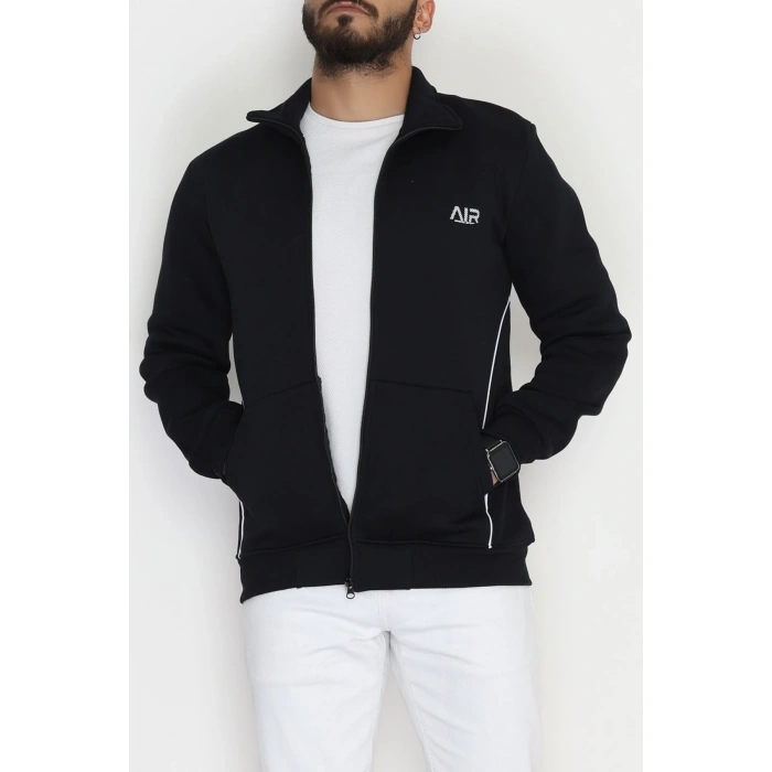 3 İplik Şardonlu Fermuarlı Erkek Sweat Lacivert - 42568.1937.