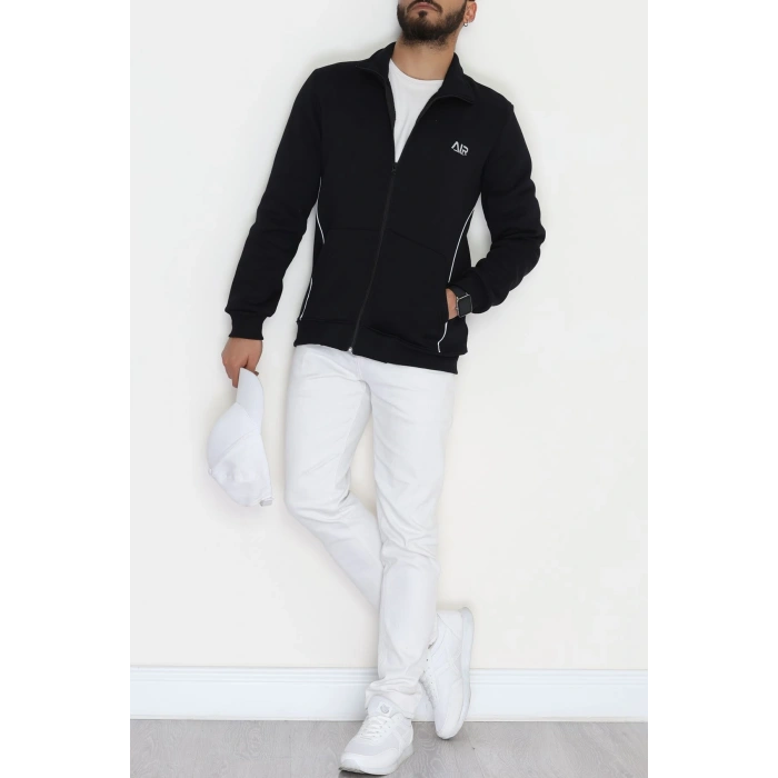 3 İplik Şardonlu Fermuarlı Erkek Sweat Lacivert - 42568.1937.