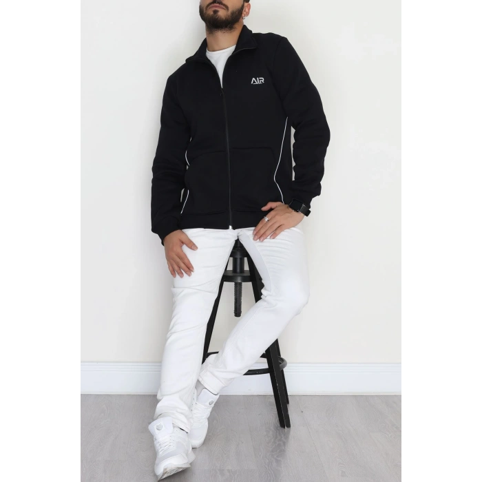 3 İplik Şardonlu Fermuarlı Erkek Sweat Lacivert - 42568.1937.