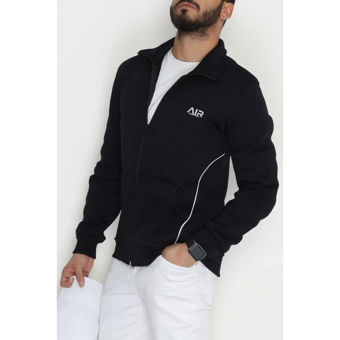 3 İplik Şardonlu Fermuarlı Erkek Sweat Lacivert - 42568.1937.