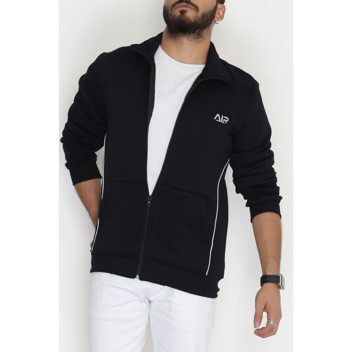 3 İplik Şardonlu Fermuarlı Erkek Sweat Lacivert - 42568.1937.