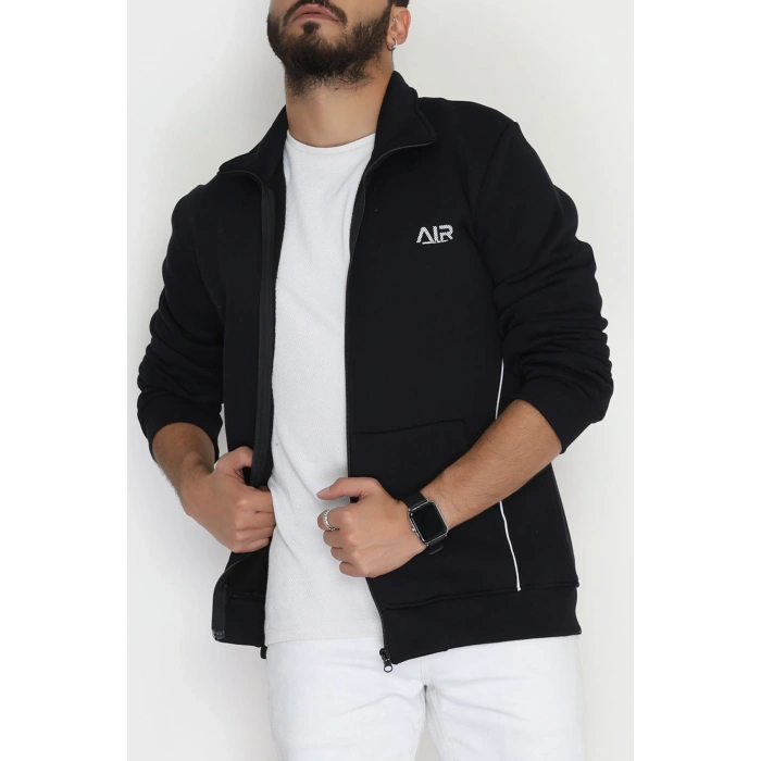 3 İplik Şardonlu Fermuarlı Erkek Sweat Lacivert - 42568.1937.